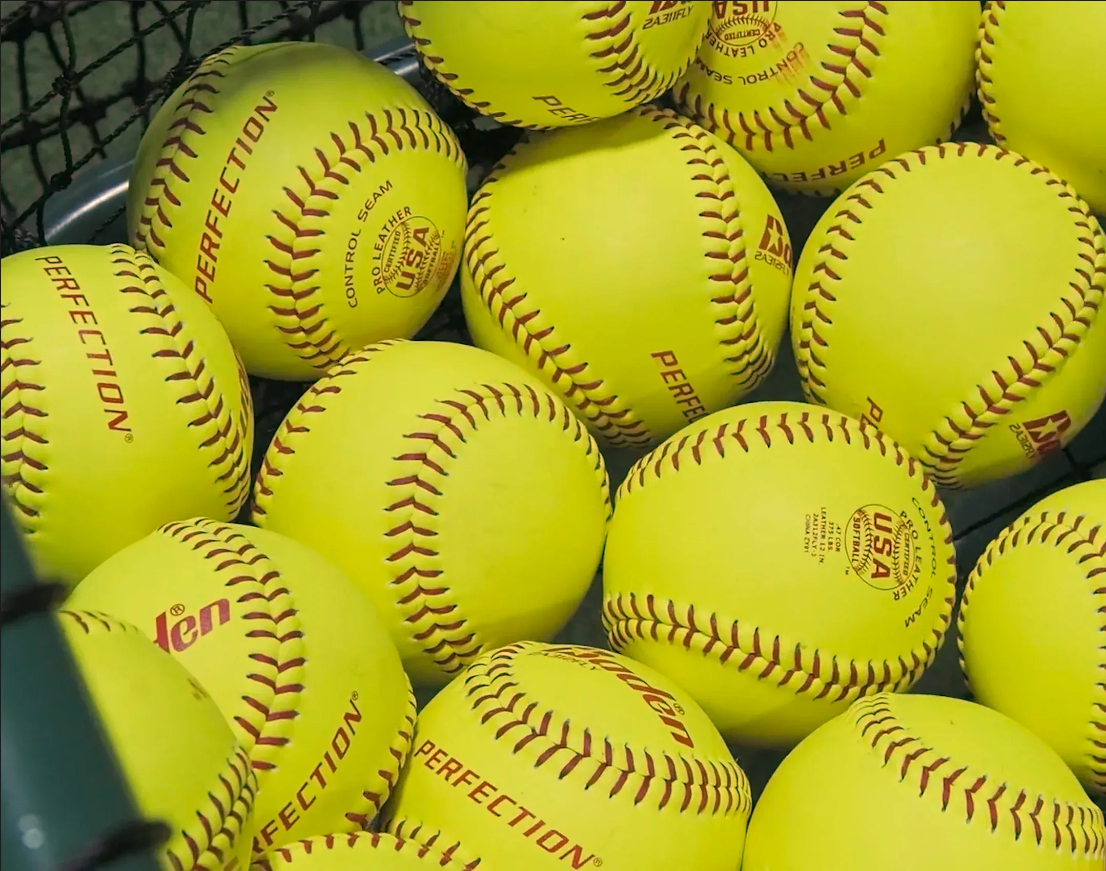 Softballs ready for practice at Flatland